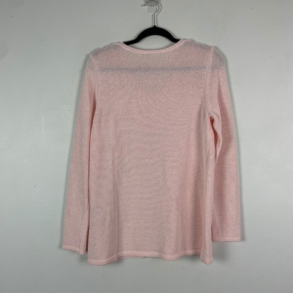 J. McLaughlin Pink V Neck Knit Sweater Long Sleeve Size L Lightweight - Picture 7 of 8